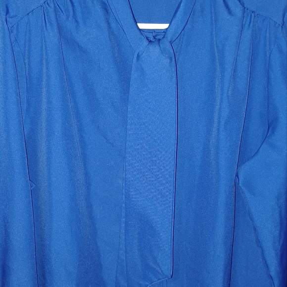 Vintage Paris Station Blue Womens Blouse (2XL) Silk-Like - Picture 6 of 6